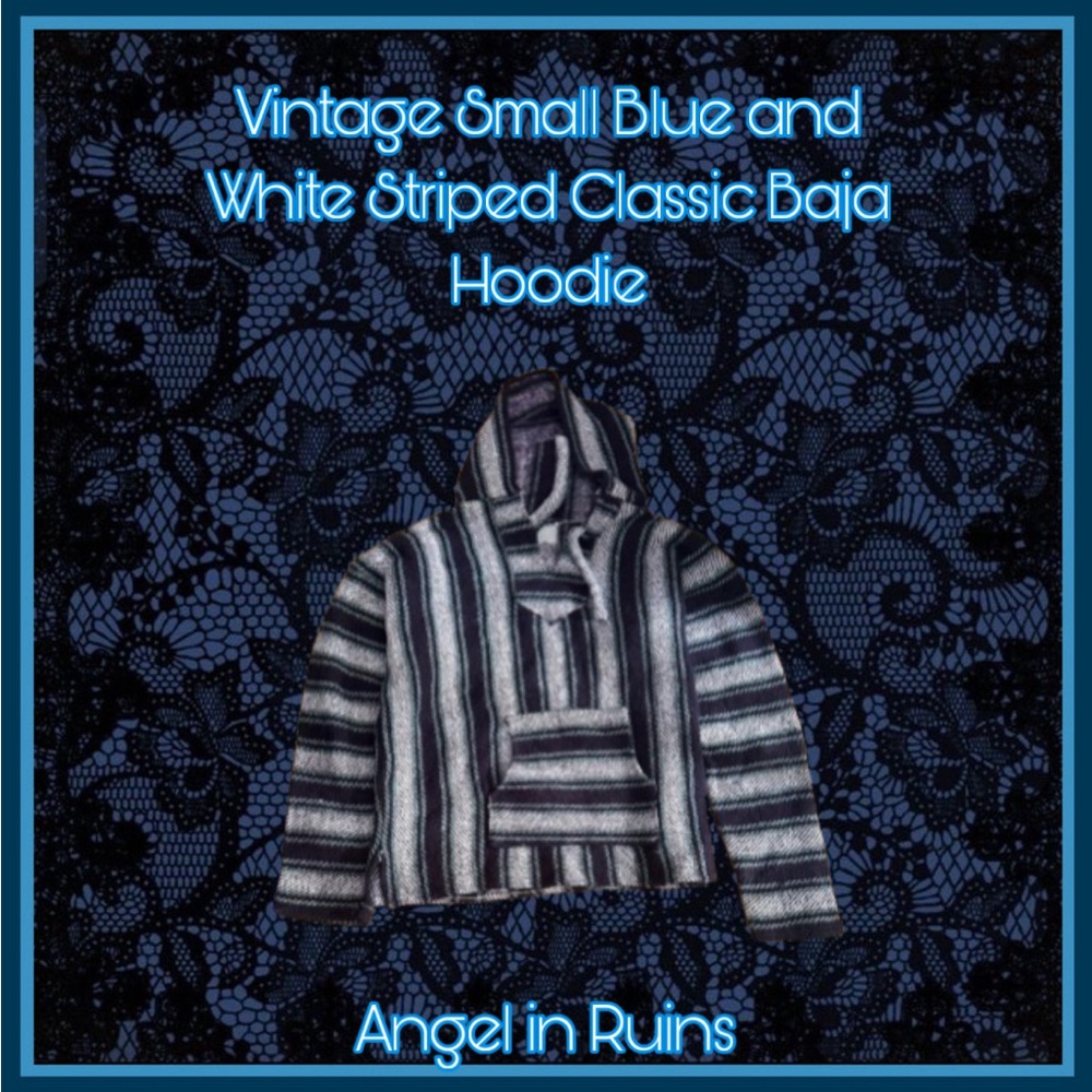 Vintage Blue and White Striped Classic Baja Hoodie